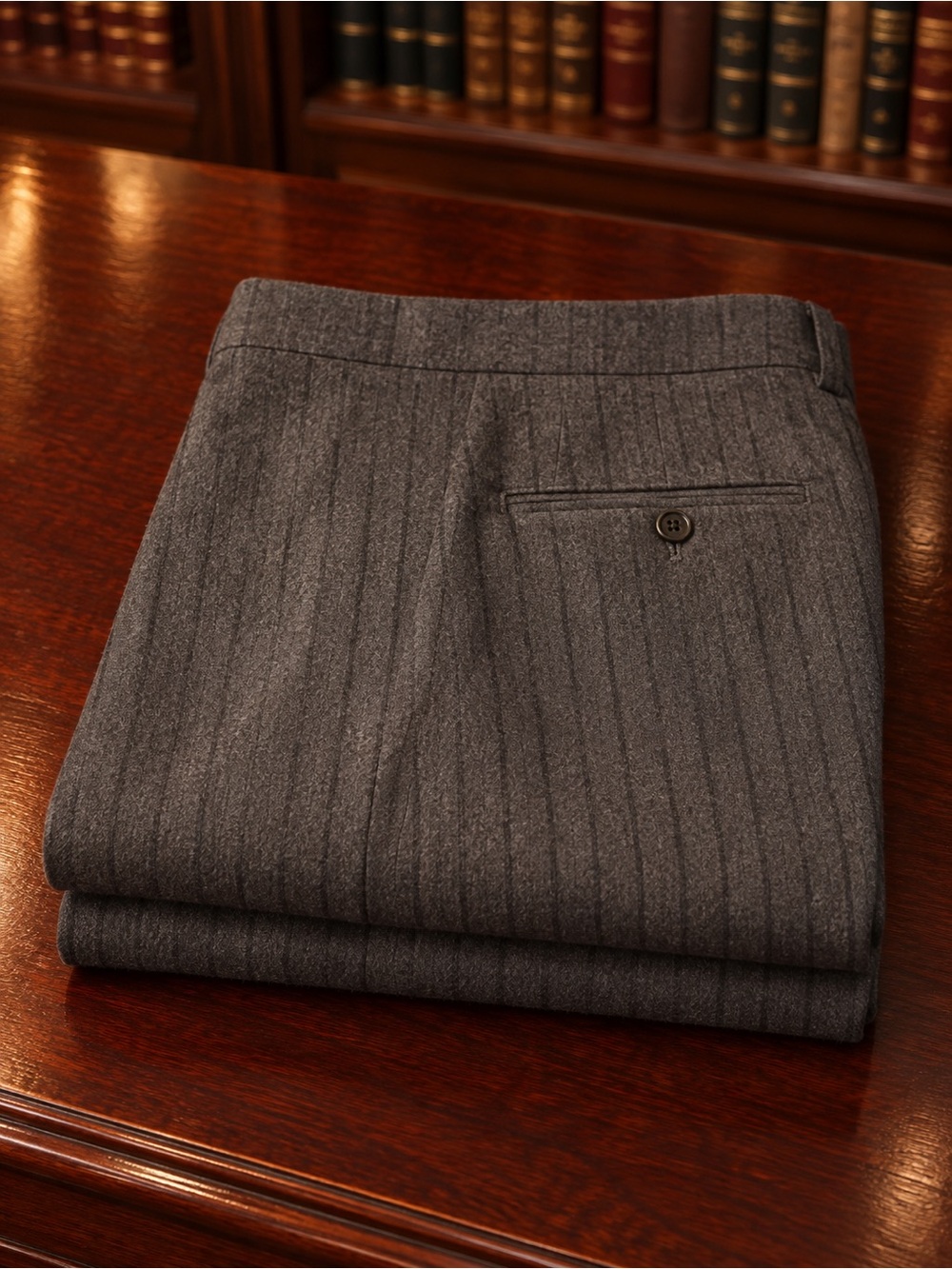Kiton 100% Cashmere Fall Weight Mid Grey Pinstripe Dress Trousers